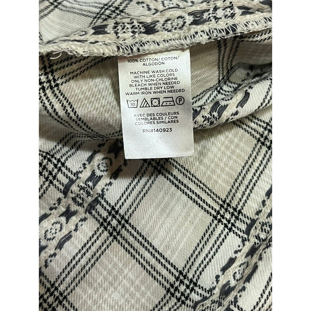 Ann Taylor Loft Plaid Blouse Top Large L Tie Neck Boho - Picture 6 of 6